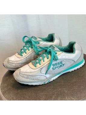 BEBE vintage white Tiffany Blue running shoes sneakers Sz 10